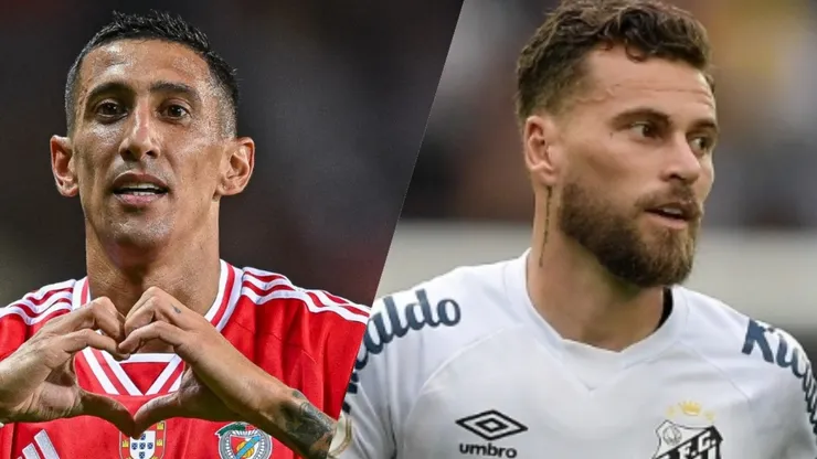 Lucas Lima pode deixar o Santos para formar dupla com Di María na Libertadores. (Fotos: Lucas Lima - Thiago Ribeiro/Agif e Di María - Octavio Passos/Getty Images)