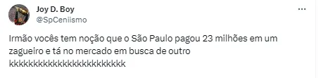 Torcedor do São Paulo comenta sobre o São Paulo estar procurando outro zagueiro no mercado da bola