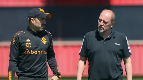 Coudet e Barcellos: técnico e presidente buscam reforços (Foto: Ricardo Duarte/Internacional/Divulgação)