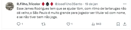 Torcida do São Paulo comenta sobre James