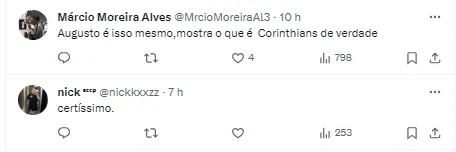 Torcida do Corinthians comenta sobre declaração do presidente