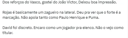 Torcida do Vasco comenta sobre a situação das estreias do Vasco
