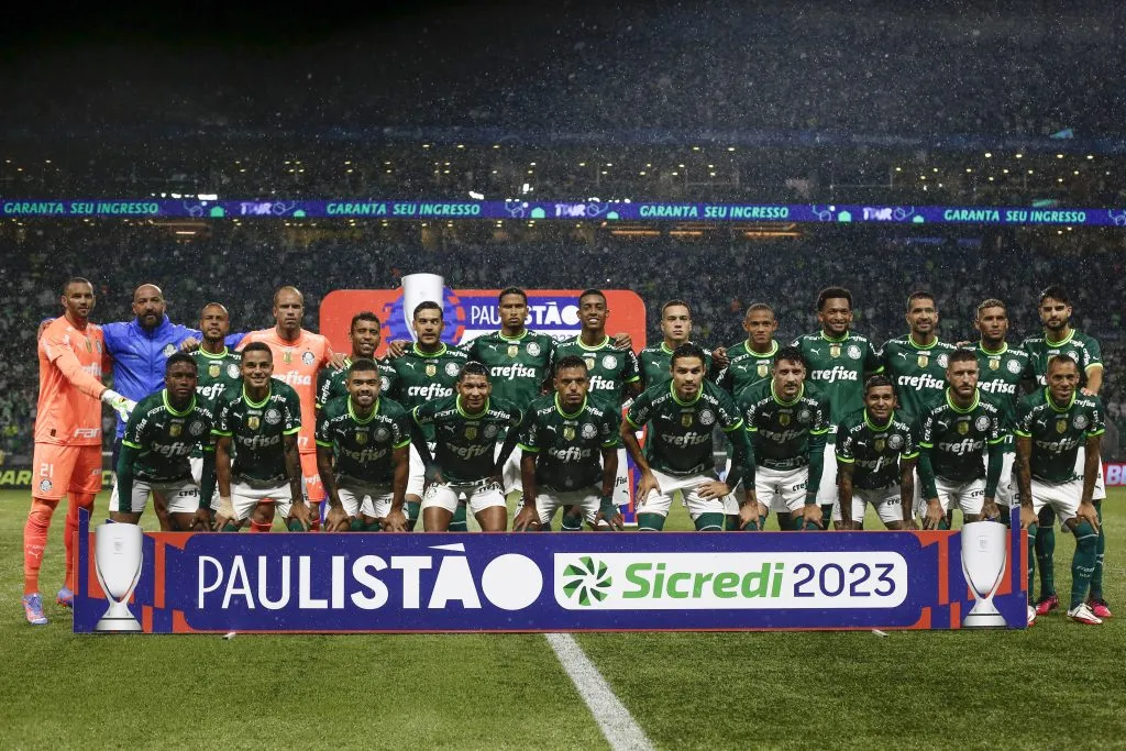 Players of Palmeiras Campeonato Paulista . (Photo by Ricardo Moreira/Getty Images)
