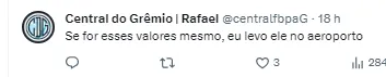 Torcedor do Grêmio se manifesta sobre negociação