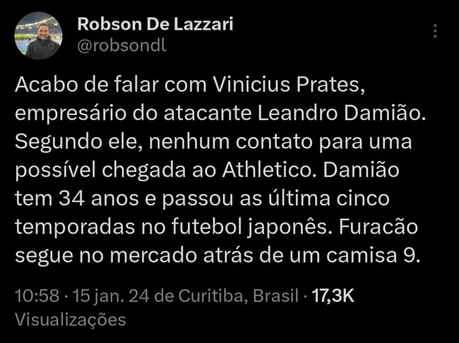 Repercussão via Twitter