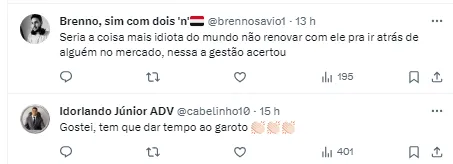 Torcedores comentam nas redes sociais sobre a situação da renovação do zagueiro Matheus Belém