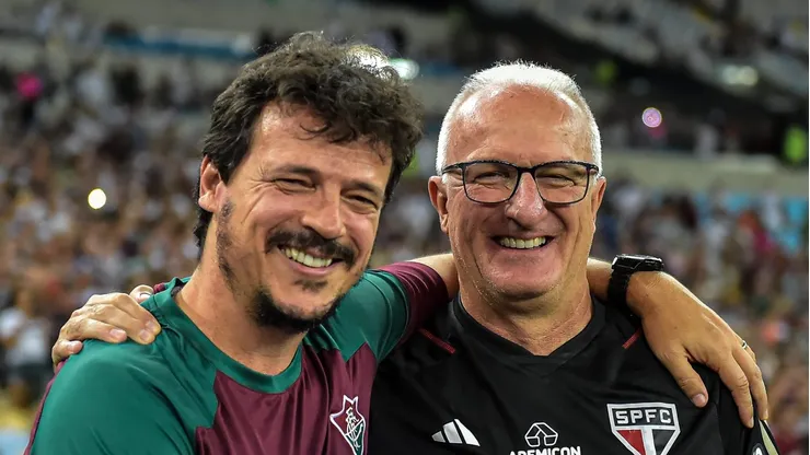 Fernando Diniz e Dorival Júnior lado a lado. Foto: Thiago Ribeiro/AGIF