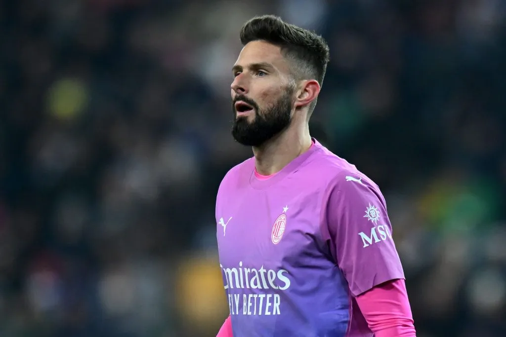 Olivier Giroud of  AC Milan . (Photo by Alessandro Sabattini/Getty Images)