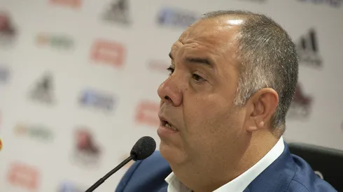 Marcos Braz apronta na Sapucaí. Foto: Alexandre Vidal/Flamengo