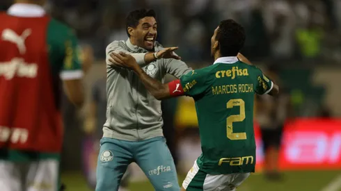 Marcos Rocha do Palmeiras comemora com Abel Ferreira Foto: Leonardo Lima/AGIF