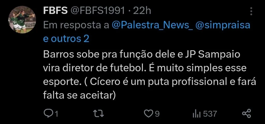 Repercussão via Twitter