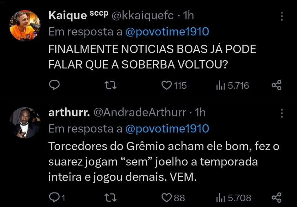 Repercussão via Twitter
