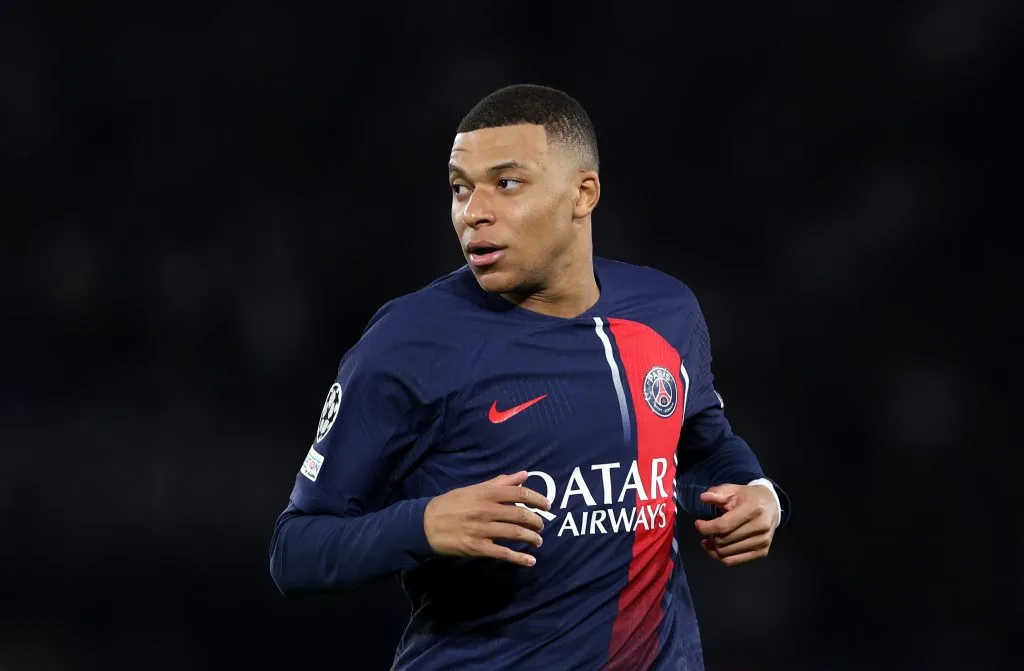 Kylian Mbappe of PSG . (Photo by Alex Pantling/Getty Images)