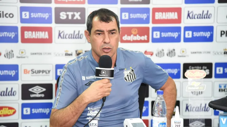 Carille defendeu jogador do Santos em coletiva (Foto: Ivan Storti/Santos/Divulgação)