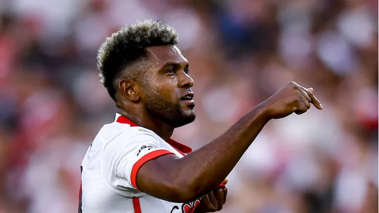Miguel Borja em ação no River Plate. Foto: Marcelo Endelli/Getty Images