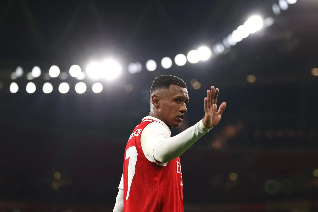 Marquinhos pelo Arsenal. (Photo by Ryan Pierse/Getty Images)