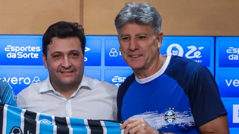 Guerra e Renato: presidente e técnico buscam reforços (Foto: Lucas Uebel/Grêmio/Divulgação)