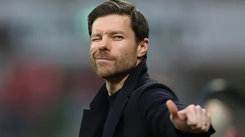 LEVERKUSEN, GERMANY - MARCH 19: Xabi Alonso, Head Coach of Bayer 04 Leverkusen, reacts during the Bundesliga match between Bayer 04 Leverkusen and FC Bayern München at BayArena on March 19, 2023 in Leverkusen, Germany. (Photo by Dean Mouhtaropoulos/Getty Images)