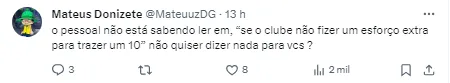 Torcedor comenta sobre Abel pedir camisa 10 