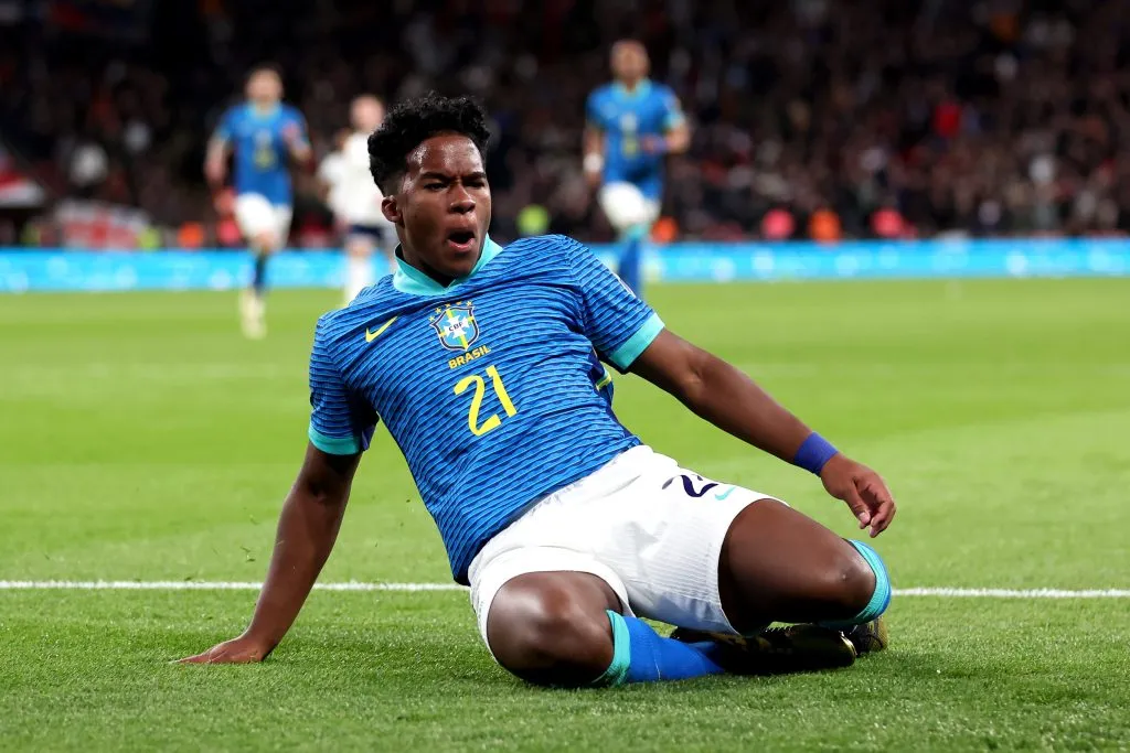 Endrick of Brazil . (Photo by Catherine Ivill/Getty Images)