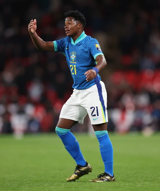 Endrick of Brazil . (Photo by Catherine Ivill/Getty Images)