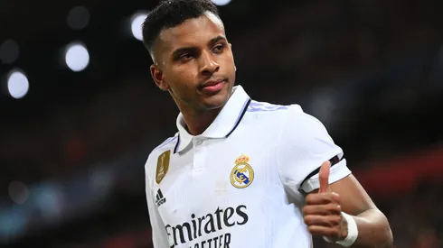 Rodrygo em ação pelo clube merengue. (Photo by Michael Regan/Getty Images)