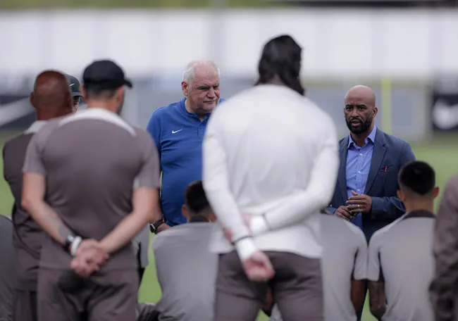Fabinho, diretor executivo do clube e Rubão | Foto: Rodrigo Coca/Agência Corinthians