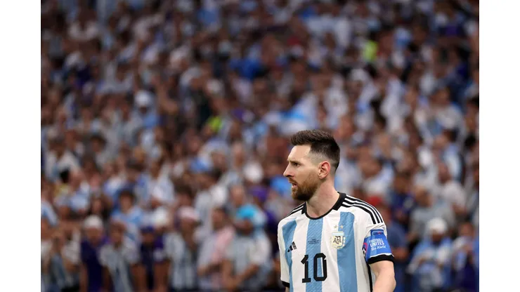 LUSAIL CITY, QATAR - DECEMBER 18: Lionel Messi of Argentina looks on during the FIFA World Cup Qatar 2022 Final match between Argentina and France at Lusail Stadium on December 18, 2022 in Lusail City, Qatar. (Photo by Lars Baron/Getty Images)