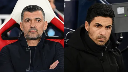 Sérgio Conceição, treinador do Porto (à esquerda) e Mikel Arteta , técnico do Arsenal (À direita) | (Photo by Shaun Botterill/Getty Images) e (Photo by Michael Regan/Getty Images)