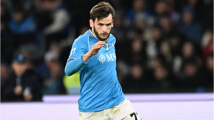 Khvicha Kvaratskhelia of SSC Napoli . (Photo by Francesco Pecoraro/Getty Images)