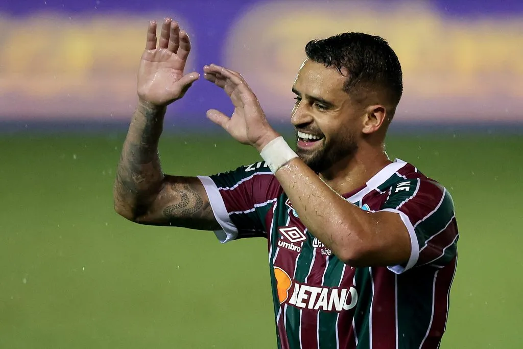 Renato Augusto celebrando gol do Fluminense. (Photo by Buda Mendes/Getty Images)