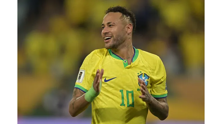 CUIABA, BRAZIL - OCTOBER 12: Neymar Jr. of Brazil reacts during a FIFA World Cup 2026 Qualifier match between Brazil and Venezuela at Arena Pantanal on October 12, 2023 in Cuiaba, Brazil. (Photo by Pedro Vilela/Getty Images)