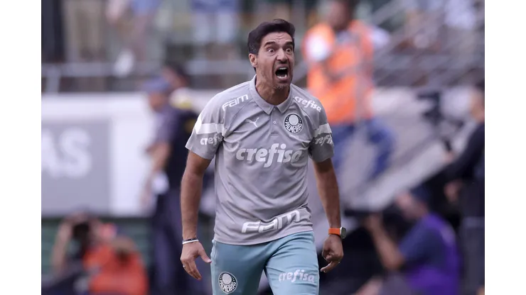 SAO PAULO, BRAZIL - DECEMBER 03: Abel Ferreira head coach of Palmeiras gestures during a match between Palmeiras and Fluminense as part of Brasileirao Series A 2023 at Allianz Parque on December 03, 2023 in Sao Paulo, Brazil. (Photo by Alexandre Schneider/Getty Images)