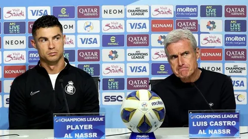 Cristiano Ronaldo e Luís Castro lado a lado no Al-Nassr. Foto: Yasser Bakhsh/Getty Images