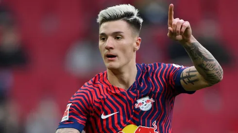 Benjamin Sesko of RB Leipzig . (Photo by Sebastian Widmann/Getty Images)