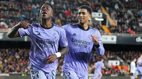 Vinicius Junior of Jude Bellingham during the LaLiga . (Photo by Aitor Alcalde/Getty Images)