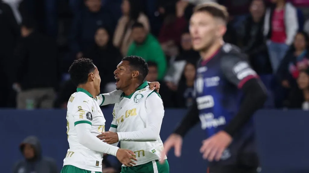 Luis Guilherme comemora seu primeiro gol como profissional | Foto: Cesar Greco/Palmeiras