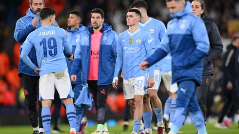 Atletas do Manchester City lamentam eliminação nos pênaltis para o Real Madrid na Liga dos Campeões (Foto: Stu Forster/Getty Images)
