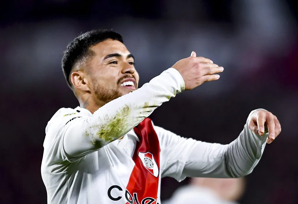 Paulo Díaz celebrando gol pelo River Plate. (Photo by Marcelo Endelli/Getty Images)