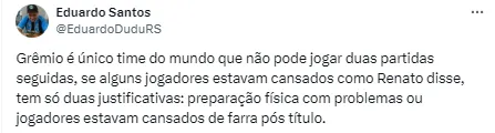 Torcida pede saída de Renato do Grêmio