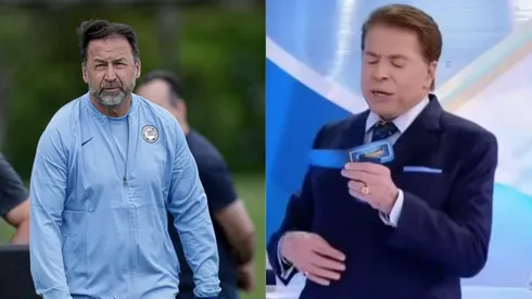 Silvio Santos tira Tele Sena do Corinthians de Augusto Melo. Foto Esq.: Rodrigo Coca/Ag. Corinthians e Foto Dir.: Reprodução SBT/YouTube