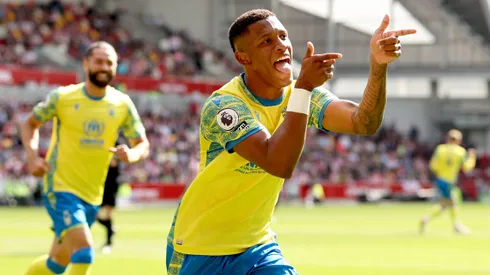 BRENTFORD, ENGLAND – APRIL 29: Danilo of Nottingham Forest celebrates after scoring the team's first goal during the Premier League match between Brentford FC and Nottingham Forest at Brentford Community Stadium on April 29, 2023 in Brentford, England. (Photo by Ryan Pierse/Getty Images)