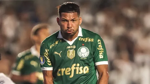 Rony jogador do Palmeiras lamenta durante partida contra o Santos no estadio Vila Belmiro pelo campeonato Paulista 2024. (Foto: Reinaldo Campos/AGIF)