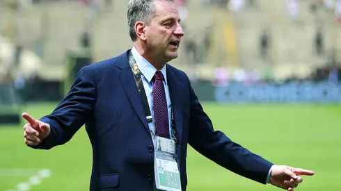 LIMA, PERU - NOVEMBER 23: Rodolfo Landim President of Flamengo prior to the final match of Copa CONMEBOL Libertadores 2019 between Flamengo and River Plate at Estadio Monumental on November 23, 2019 in Lima, Peru. (Photo by Daniel Apuy/Getty Images)