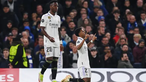 Rodrygo comemorando gol pelo Real Madrid