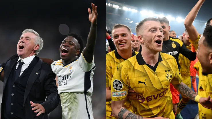 Ancelotti e Vini Jr e Reus (Photo by Matthias Hangst/Getty Images) e (Photo by David Ramos/Getty Images)
