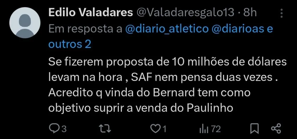 Repercussão via Twitter