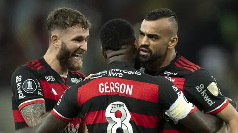 Fabrício Bruno, Léo Pereira e Gerson juntos no Flamengo. Foto: Jorge Rodrigues/AGIF