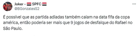Torcida comenta sobre Rafael DO SÃO PAULO