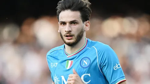 Kvaratskhelia, do Napoli, pede salário de R$ 27 milhões para assinar com gigante europeu. (Photo by Francesco Pecoraro/Getty Images)